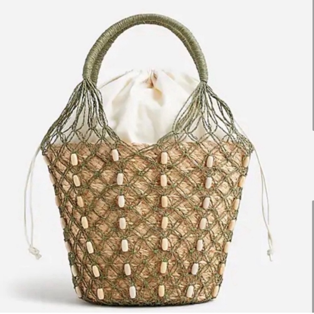 J Crew Sedona Beaded Basket Bag in Straw